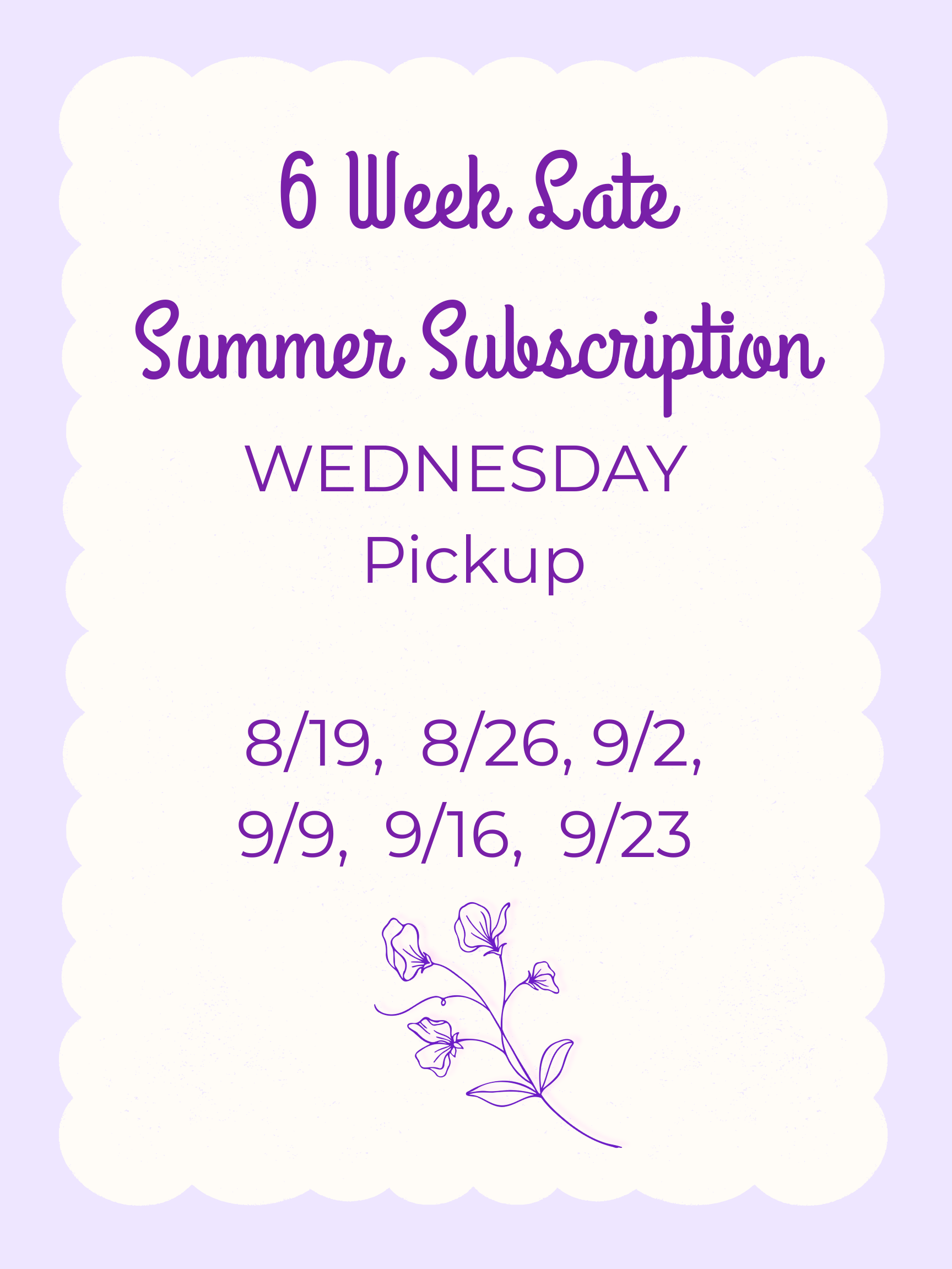 2026 Late Summer 6 Weekly Flower Subscription - Wednesday